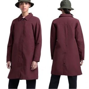 Herschel Mac Jacket Longline Utility Rain Coat in Burgundy Wine Red - Womens M